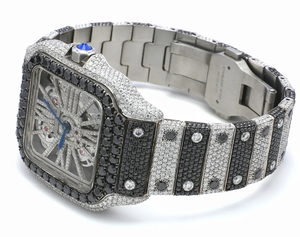 Iced Skeleton Limited Edition Coin <b>Watch</b> Silver Black Diamond Bezel Square Automatic Mechanical Luxury Hip Hop <b>Men</b> Bling <b>Watch</b> - Product Image 2