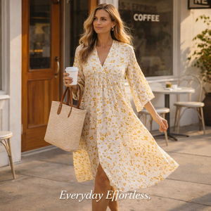 Vestido Largo Informal para Mujer, Estampado Floral Hecho a Mano, Cuello en V, Bolsillos Laterales, Estilo Kali, Vestido de Algodón con Vuelo - Product Image 6