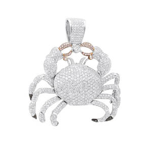 Colgante de Cangrejo de Lujo con Incrustaciones de Diamantes Moissanite VVS, Joyería Hip Hop, Acabado en Oro Blanco, Chapado en Plata, Amuleto de Regalo - Product Image 1