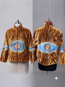 Veste en velours marron doré Suzani pour femmes, vente en gros, veste brodée de créateur haut de gamme, vêtement ethnique traditionnel - Product Image 5