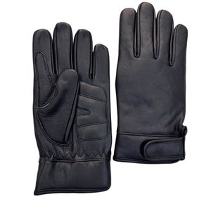 Gants de conduite en cuir de chèvre noir de qualité supérieure avec logos personnalisés et dos élastique froncé pour le pouce - Product Image 2