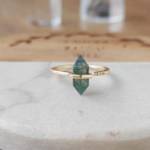 Natural Moss Agate 925 Sterling Silver <b>Rings</b> Trendy Engagement Wedding Double Point Gemstone <b>Adjustable</b> <b>Ring</b> for Women - Product Image 4