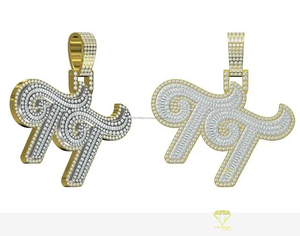 Pendentif personnalisé lettre Punjabi, serti de diamants Moissanite, collier Hip Hop plaqué or, bijoux - Product Image 6