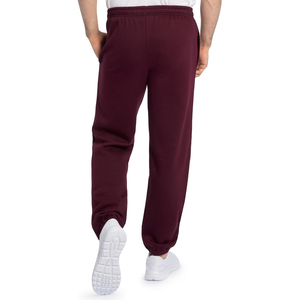 Pantalon de jogging en coton bordeaux, taille élastique, décontracté, avec poches latérales, en tissu tricoté respirant, idéal pour l'automne - Product Image 2