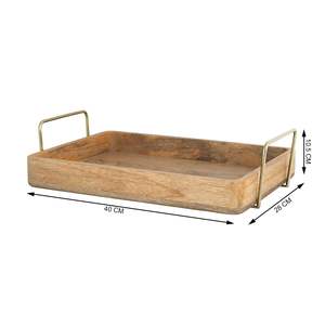 Bandeja de Servir Rectangular de Madera Lacada con Asa Dorada, Diseño Decorativo Elegante de Grado Deluxe para Uso en Restaurantes - Product Image 2