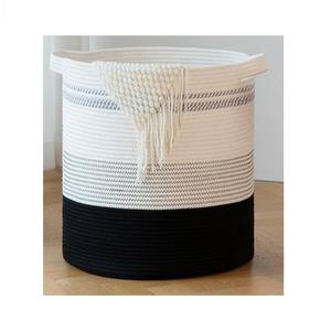 Minimalist Cotton Rope Storage <b>Basket</b> with Handles <b>Large</b> Woven Laundry Hamper Toy Organizer - Product Image 1
