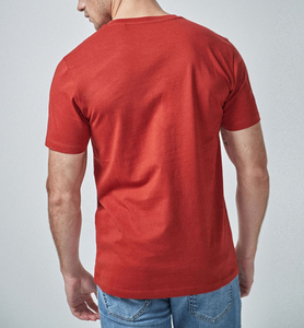 เสื้อยืดแขนสั้นคอวีสีเทาสำหรับผู้ชายทรงเข้ารูปลำลองผ้าฝ้ายถักเนื้อเรียบ - Product Image 6