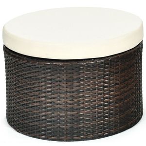 Round Patio <b>Daybed</b> with Canopy <b>Rattan</b> Furniture Set for Garden Sofas - Product Image 4