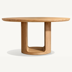 Mesa redonda de madera de teca en oferta, de estilo moderno, ideal para cafetería o terraza al aire libre. - Product Image 2