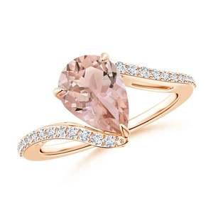 14K Gold Prong Sett Pear-Cut Natural Pink Morganite Bypass <b>Ring</b> with Diamond Accents High Quality <b>Fine</b> Jewelry Engagement <b>Ring</b> - Product Image 1