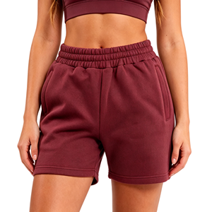 Shorts de sport décontractés pour femmes en mélange coton-poly avec doublure polaire douce et poches latérales personnalisées – Vente en gros - Product Image 6