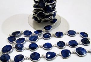 Cadena Conectora de Zafiro Azul de 1 Pie - Cadena con Bisel de Gema de Forma Irregular de 12x15mm - Product Image 4