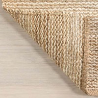 Tapis d'intérieur en jute naturel et blanc, tissé à la main, style bohème neutre, tapis de ferme, pour salon, chambre, entrée, décoration de sol