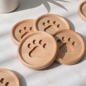Round Wooden Paw Print Coaster Set Carved Animal Track Drink Mats Solid <b>Walnut</b> Wood <b>Coffee</b> Cup Coaster Rustic <b>Table</b> Decoration - Product Image 2