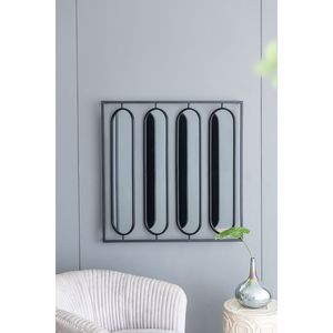 Large 36\" X 36\" Oval <b>Wall</b> <b>Mirror</b> <b>Set</b> with Black Square Frame Home Decor for Living Room Bedroom Entryway or Office - Product Image 1