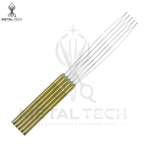 Gold Grooved Grip Hair Extension Loop <b>Needle</b> Micro Links <b>Threader</b> Pulling Wire Hook Bulk Salon Barber Accessories - Product Image 2