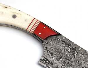 Couteau à découper la viande en acier Damas artisanal, manche en résine rouge, couteau à hacher robuste - Product Image 2