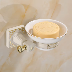 Jabonera Europea Chapada en Oro - Decoración de Lujo para Baños de Alta Gama - Product Image 4