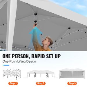 Gazebo Portatile Istantaneo 10 X 20 FT con 3 Pareti Laterali e 2 Finestre Ventilate, Tenda Pop-Up Regolabile in Altezza - Product Image 2