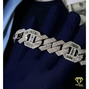 กำไลข้อมือคิวบาแบบบาแกตต์หรูหราประดับเพชรแล็บโกรว์ทั้งเส้น พร้อมดีไซน์ลิงค์แบบไอซ์เอาท์เต็มเส้น และงานฝีมือชั้นเยี่ยม - Product Image 3