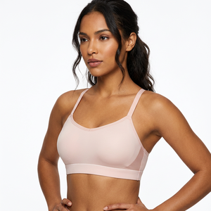Soutien-gorge de sport respirant pour femme, dos nageur, maintien léger, couleur unie rose - Product Image 4