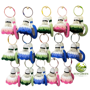 Llavero de ganchillo de algodón con diseño de volante de bádminton y flor, hecho a mano, bonito, colgante para bolso, regalo, venta al por mayor - Product Image 1