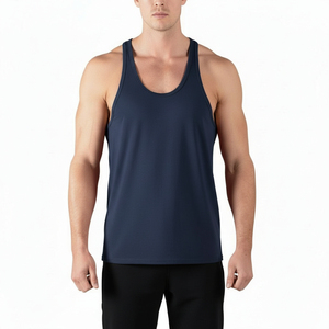 Camiseta sin mangas para gimnasio y culturismo para hombre, chaleco de entrenamiento de mezcla de algodón, camiseta transpirable de entrenamiento, ajuste holgado para fitness - Product Image 1