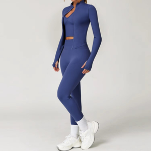 Ensembles de yoga imperméables 2 pièces pour femmes - Leggings d'entraînement et haut de fitness à séchage rapide, respirants, en Spandex/Nylon - Product Image 5