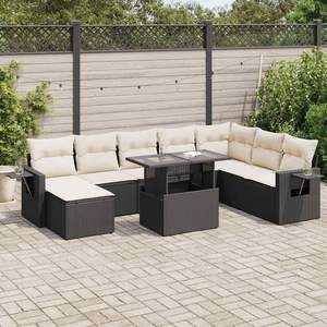 Conjunto de Sofá de Jardín con Reposabrazos Ajustables Grandes en Ratán Sintético Negro - Product Image 1