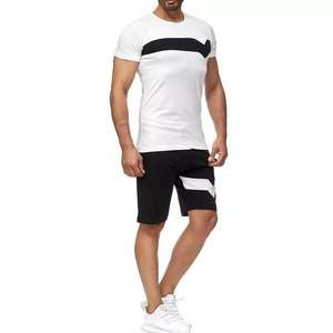 Ensemble short et t-shirt homme été en coton uni avec logo personnalisé - Product Image 3