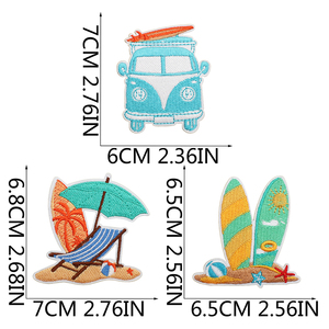 Ensemble de patchs brodés personnalisés sur le thème des vacances en mer, écologiques, à appliquer au fer sur les vêtements - Product Image 5