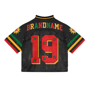 เสื้อยืดโอเวอร์ไซส์แฟชั่นสตรีทสไตล์อเมริกันฟุตบอล OEM ODM สำหรับผู้ชาย ผ้าตาข่ายทรงบ็อกซี่ พิมพ์ลายแบบซับลิเมชั่น เสื้อเจอร์ซีย์อเมริกันฟุตบอลสั่งทำพิเศษ ระบายอากาศได้ดี - Product Image 2