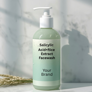 Nettoyant Visage Moussant Végétalien à l'Acide Salicylique et à l'Extrait de Riz, Éclaircissant, Nettoyant Huileux, Soin Personnalisé à Marque Privée pour Peaux Sensibles - Product Image 2