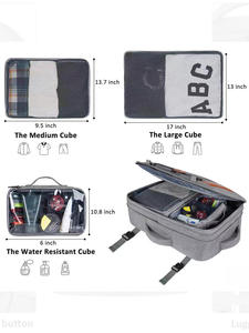 Premium Business Travel Backpack Set with Packing Cubes Water Resistant Laptop <b>Rucksack</b> Grey Brown Accent - Product Image 5