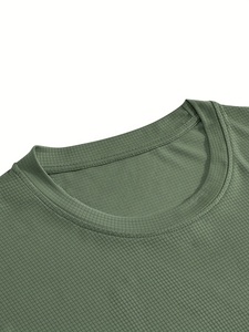 Men's Dark <b>Green</b> Short Sleeve <b>T</b>-<b>Shirt</b> 100% Cotton Knitted Quick Dry Regular Fit O-Neck Casual Solid Color Front Logo Blank - Product Image 4
