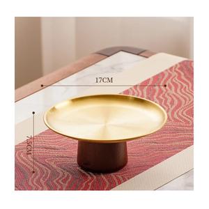 Gold Metal Modern Eco-Friendly Cake <b>Stand</b> with Wooden Base Dessert Display Serving Tray Movable Wedding Party Tableware - Product Image 4