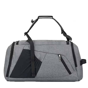 Wholesale Unisex Gray Polyester Gym Duffel Bag with <b>Adjustable</b> <b>Strap</b> and Interior Compartment 30-40L Casual Style Zipper Closure - Product Image 1
