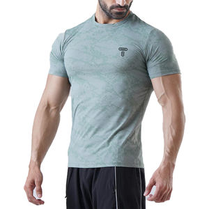 T-shirt de haute qualité, poids lourd, simple, pour la gym et le yoga, T-shirt impression broderie personnalisé vierge polyester coton pour hommes - Product Image 2