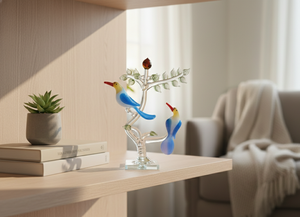 Ornement en verre soufflé à la main, couple d'oiseaux, figurine artisanale - Product Image 6