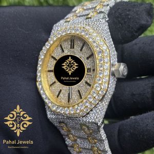 Reloj de Lujo de 41 mm con Cristal de Zafiro, Acero Inoxidable de Dos Tonos con Incrustaciones de Diamantes de Cuarzo, con Pantalla Analógica y Fecha - Product Image 3