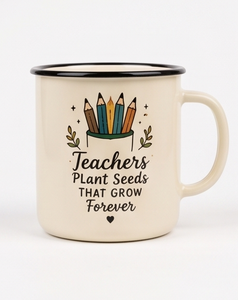 Wholesale Retro Style Iron Enamel Coffee Mug Camping Teacup Featuring <b>Teacher</b> Appreciation And Pencils Art Design Portable Light - Product Image 2