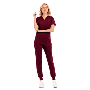 Women's V-Neck <b>Scrub</b> <b>Set</b> Short Sleeve Medical Uniform Nursing Workwear Hospital Suit Custom Logo - Product Image 4