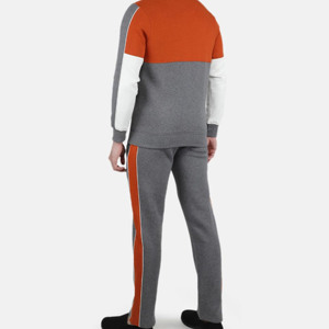 <b>Men's</b> Premium Color Gray Orange <b>White</b> Tracksuit Set with Stand Collar Zipper <b>Jacket</b> and Jogger Pants Fashion Casual Sportswear - Product Image 5