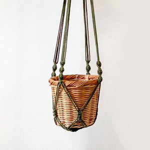 Best discount wooden planter <b>basket</b> rattan holder pot flower <b>display</b> hanger highest quality - Product Image 1