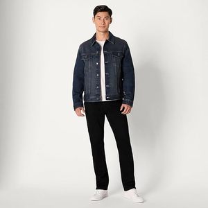 Men's Dark Blue Denim Jacket Regular Fit Button Front Stonewashed Casual Style Solid Color Autumn Wear - Product Image 2