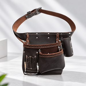 Sac de ceinture porte-outils en cuir robuste de qualité supérieure, multi-poches, organisateur de ceinture pour charpentiers, électriciens, mécaniciens et professionnels - Product Image 1