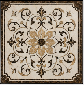 Plateau de table octogonal en marbre blanc avec incrustations de os, fleurs délicates en nacre et feuillage vert foncé, à prix de gros. - Product Image 4
