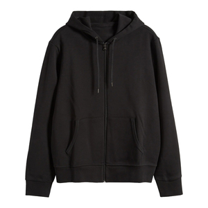 Black Men's 100% Cotton Full-<b>Zip</b> Hoodie Regular Fit Breathable Winter Streetwear Patched Design - Product Image 2