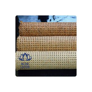 Tissu en rotin naturel durable sans BPA, tissage diagonal, motif carré, maille tissée - Product Image 1