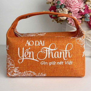 Custom Logo Red Jute Tote Bag Hand Length Handle <b>Small</b> Size Zipper Closure Hanoi Made Jewelry Packaging Advertising <b>Gift</b> Bag - Product Image 3